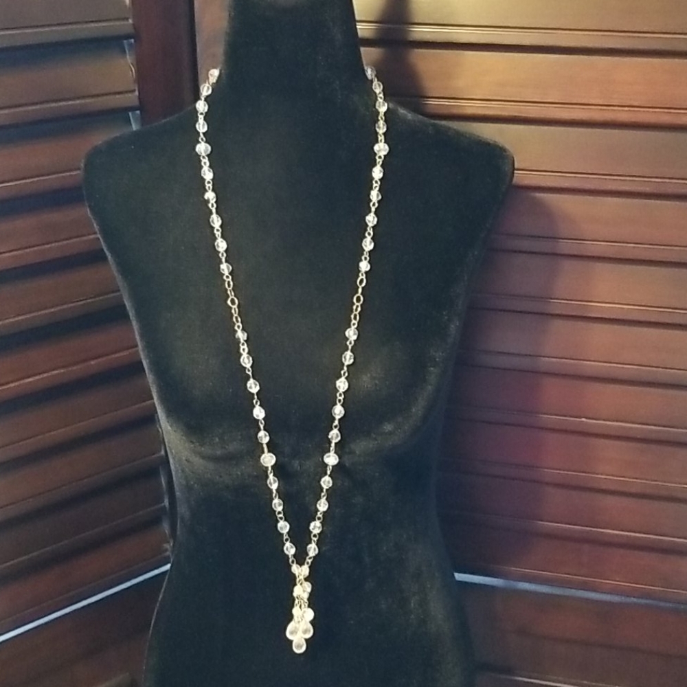 Elegant 36" Crystal & Rose Quartz Necklace